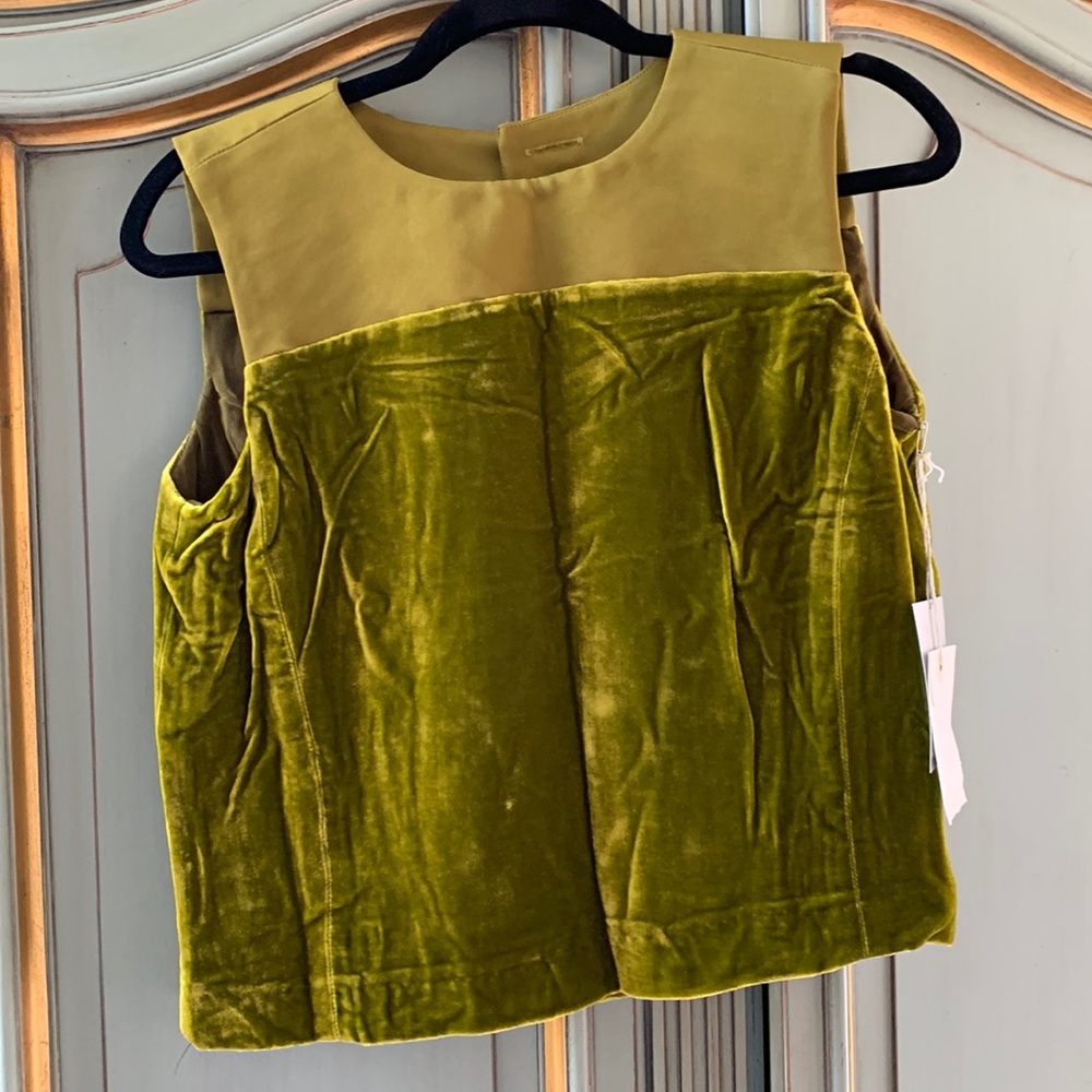 New Bill Blass olive green velvet top